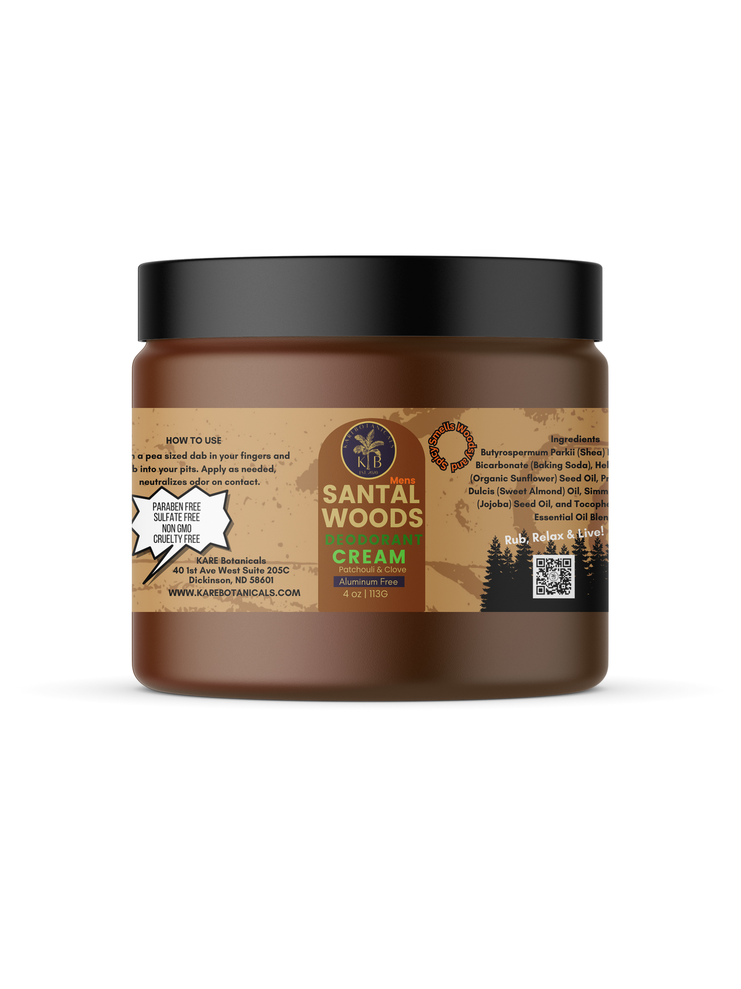 Santal Woods Patchouli and Clove Natural Deodorant 4oz