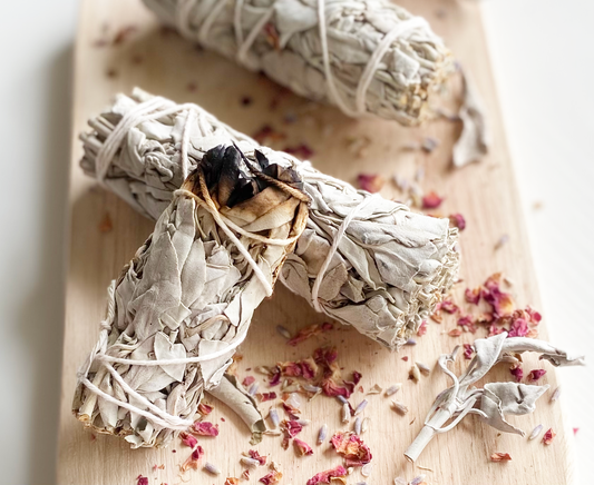 White sage smudge sticks for clearing work home and personal spaces. 