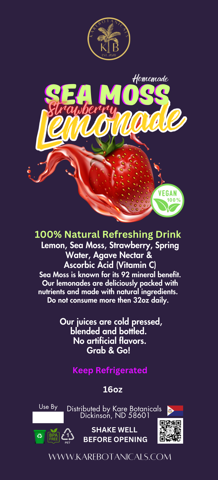 Sea Moss Strawberry Lemonade Cold Pressed