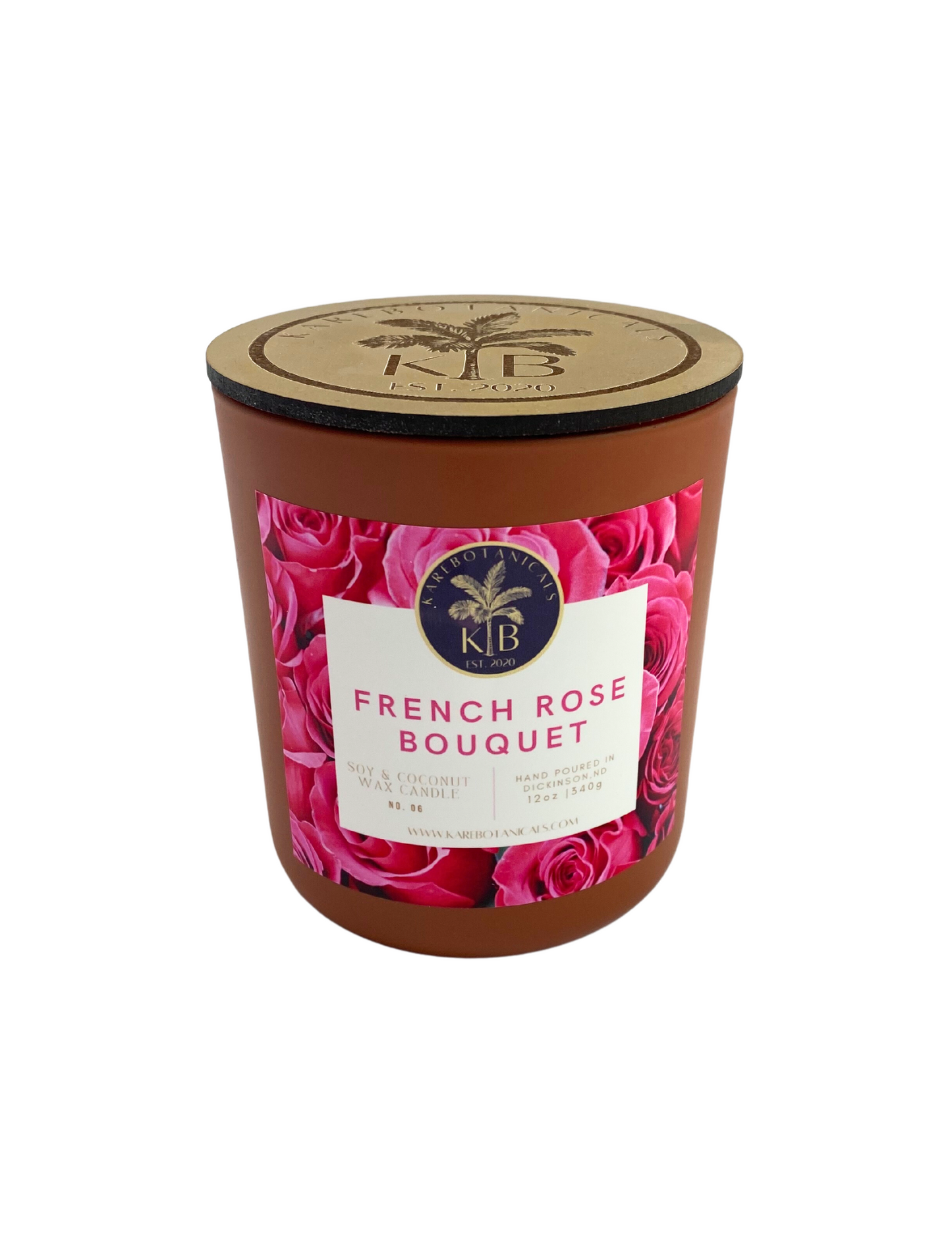 French Rose Bouquet Coconut Soy Scented Floral Candle 15oz