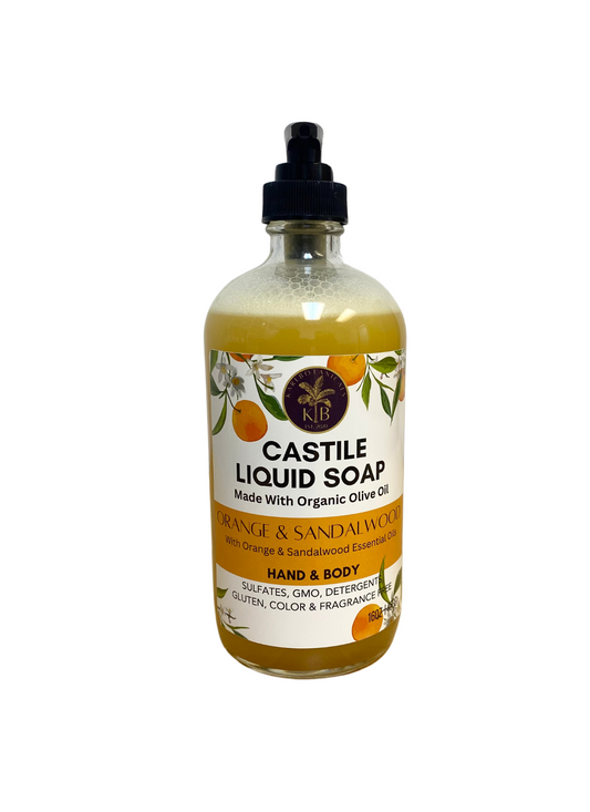 Castile Liquid Hand Body Wash Soap Orange Sandalwood 16oz | 453g