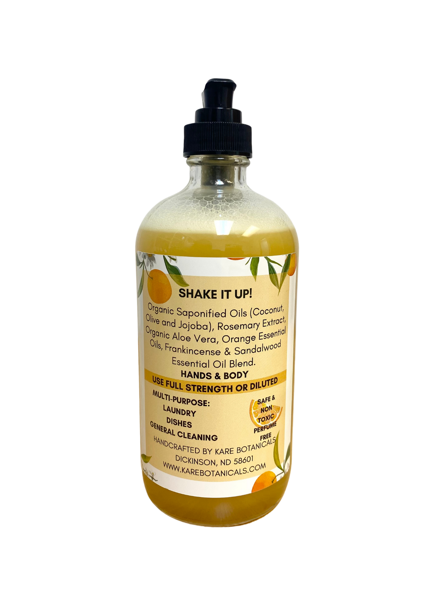 Castile Liquid Hand Body Wash Soap Orange Sandalwood 16oz | 453g